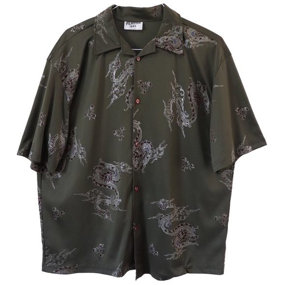 Vintage Other - Vintage 70’s Metallic Dragon Button Up Shirt